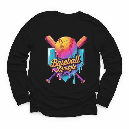 Baseball Lifestyle Drip Icecream Youth Long Sleeve Tee - Sportilla