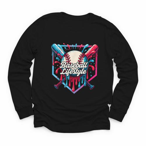 Baseball Lifestyle Shirt Youth Baseball Drip Icecream Boys Youth Long Sleeve Tee - Sportilla