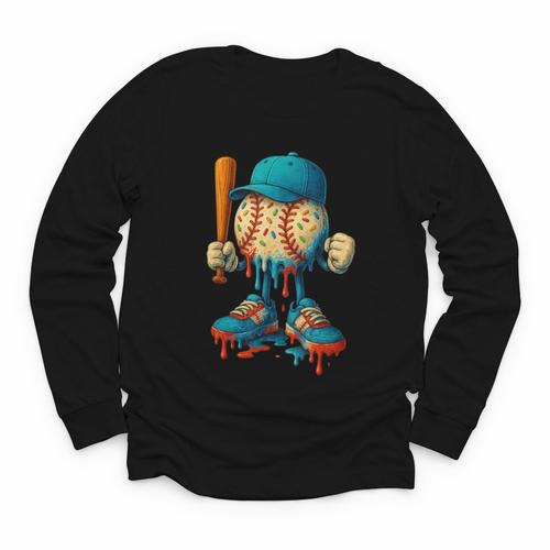 Baseball Lifestyle Youth Baseball Drip Icecream Youth Long Sleeve Tee - Sportilla