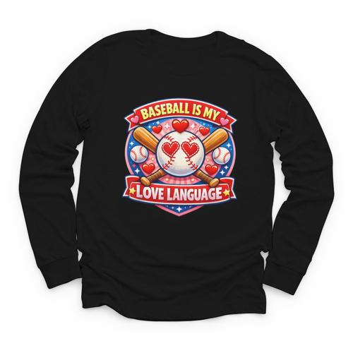 Baseball Is My Love Language Valentine Youth Long Sleeve Tee - Sportilla