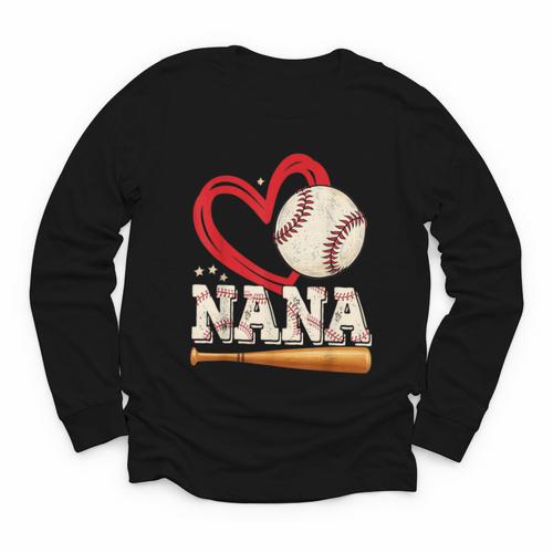 Baseball Nana Baseball Heart Family Matching Youth Long Sleeve Tee - Sportilla