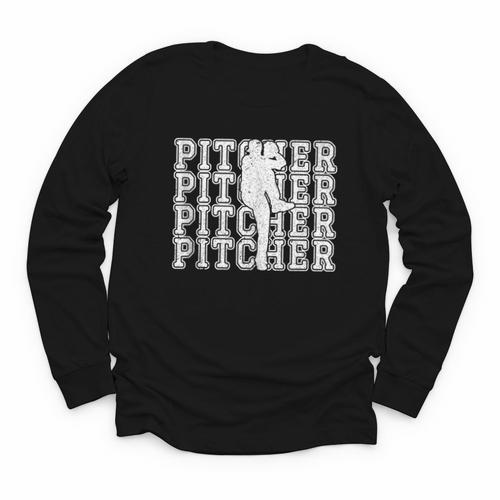Baseball Pitcher Player Team Sport Lover Family Friends Fans Youth Long Sleeve Tee - Sportilla