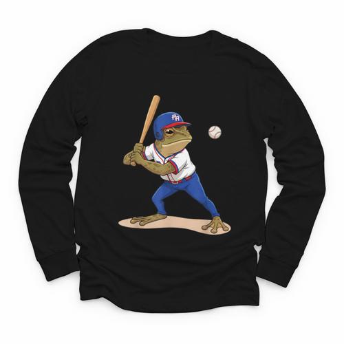Baseball Puerto Rico Patriotic Flag Boricua Baseball Player Youth Long Sleeve Tee - Sportilla