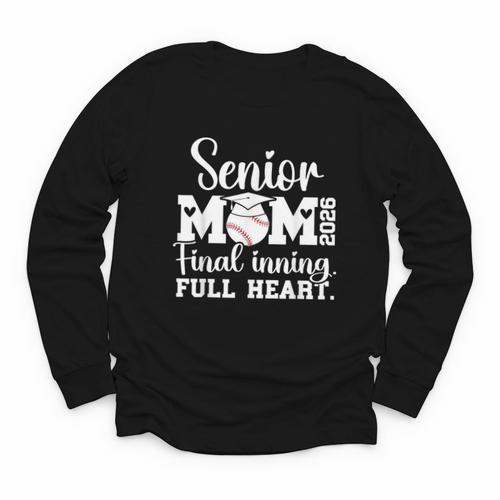 Baseball Senior Mom 2026 Final Inning Baseball Senior Mama Youth Long Sleeve Tee - Sportilla