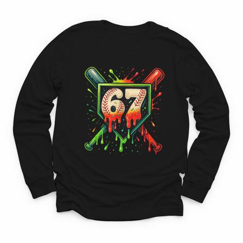 Baseball Six Seven 67 Meme Ice Cream Drip Xmas Men Women Youth Long Sleeve Tee - Sportilla