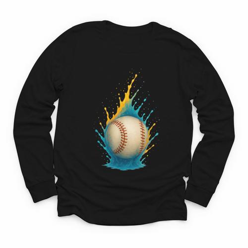 Baseball Splash Team Player For Kids Men Women Youth Long Sleeve Tee - Sportilla
