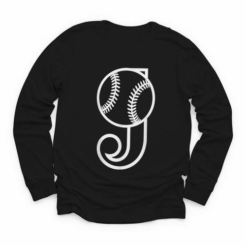 Baseball Sport Player Monogram Cool Initial Letter J Youth Long Sleeve Tee - Sportilla