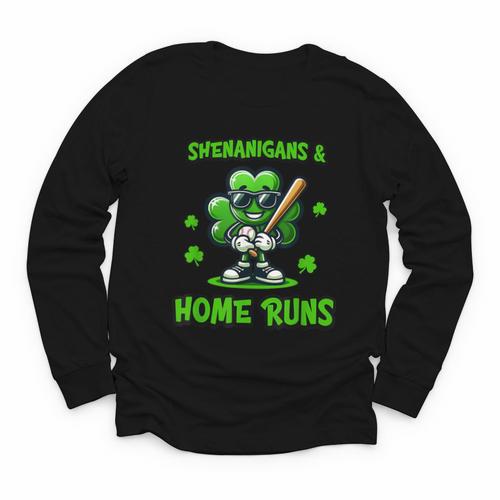 Baseball St Patrick's Day Irish Shamrock Trendy Youth Long Sleeve Tee - Sportilla