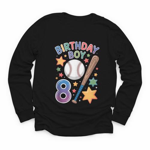 Birthday Boy 8th Birthday Baseball Youth Long Sleeve Tee - Sportilla