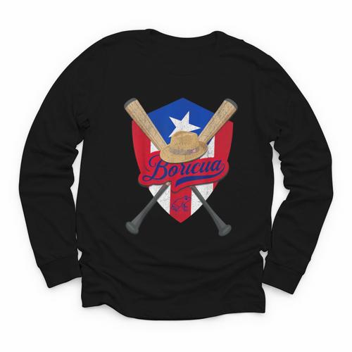 Boricua Puerto Rico Baseball Coqui Frog Pava Hat Fan Youth Long Sleeve Tee - Sportilla