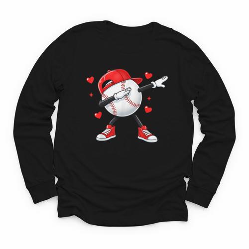 Boys Valentines Baseball Youth Long Sleeve Tee - Sportilla