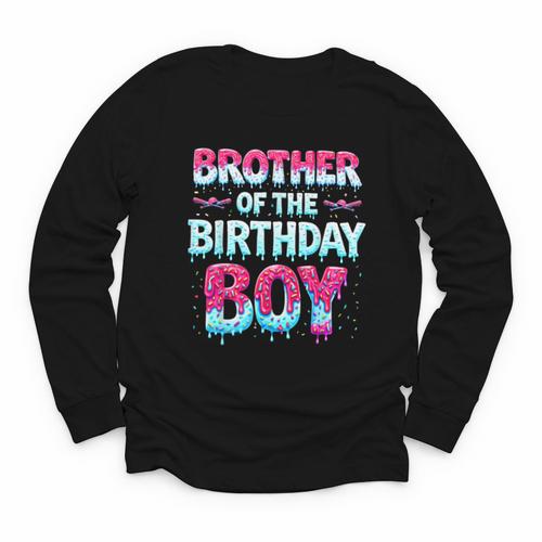 Brother Of The Birthday Boy Ice Cream Baseball Family Party Youth Long Sleeve Tee - Sportilla