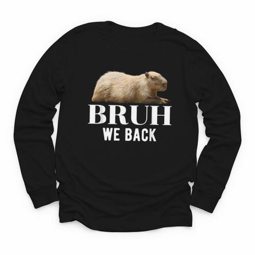 Bruh We Back To School Capybara First Day Of School Youth Long Sleeve Tee - Savourry