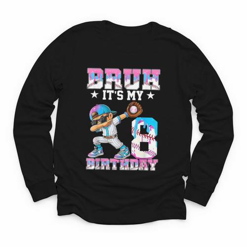 Bruh It's My 8th Birthday Baseball Ice Cream Drip 8 Year Old Youth Long Sleeve Tee - Sportilla