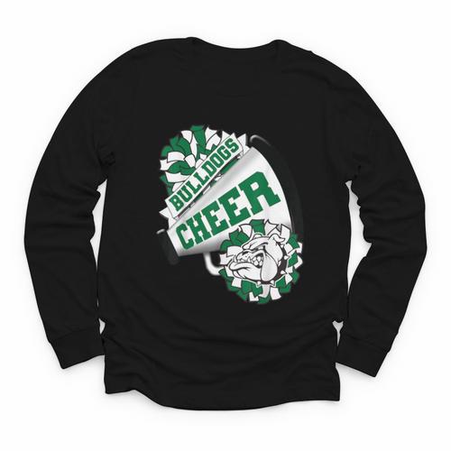 Bulldogs Cheerleading Back To School Cheer Team Spirit Green Youth Long Sleeve Tee - Savourry