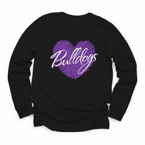 Bulldogs Heart Back To School Spirit P Youth Long Sleeve Tee - Savourry