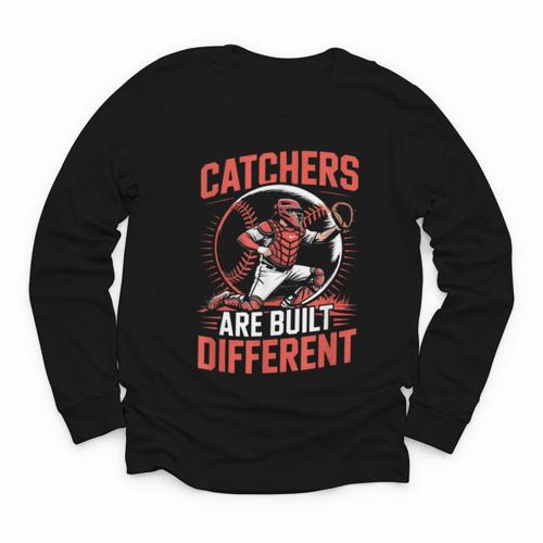 Catchers Are Built Different Baseball Catcher Youth Long Sleeve Tee - Sportilla