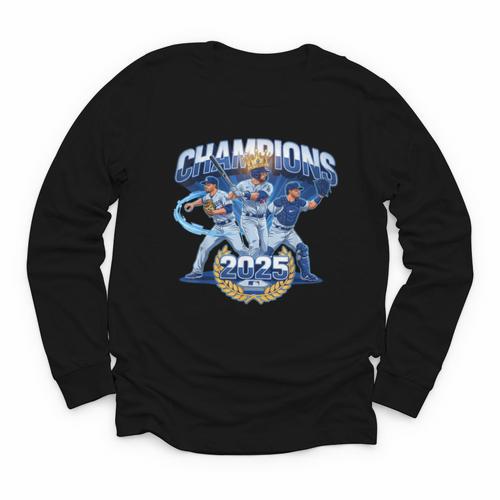 Champions 2025 Baseball Retro Athletic Celebration Theme Youth Long Sleeve Tee - Sportilla