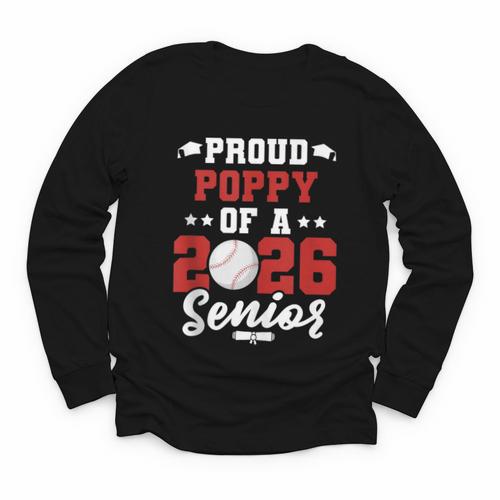 Class Of 2026 Senior Year Baseball Poppy 2026 Graduate Youth Long Sleeve Tee - Sportilla