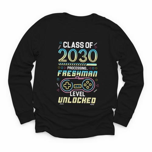 Class 2030 Gaming Freshman Level Unlocked Back To School Youth Long Sleeve Tee - Savourry