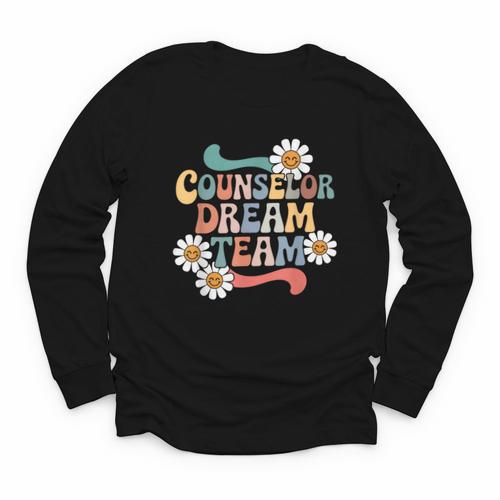 Counselor Dream Team Retro Back To School Counselor Squad Youth Long Sleeve Tee - Savourry