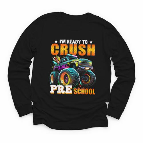 Crush Preschool Monster Truck Back To School Kids Boys Youth Long Sleeve Tee - Savourry