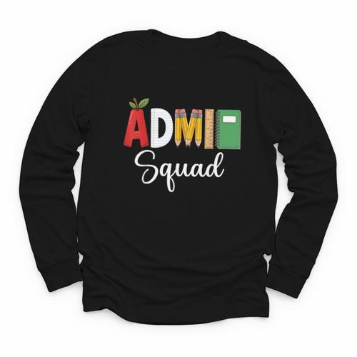 Cute Admin Squad Crew Team Back To School Office Staff Team Youth Long Sleeve Tee - Savourry