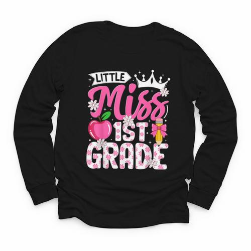 Cute Back To School 1st Grade Girls Kids First Day Of School Youth Long Sleeve Tee - Savourry