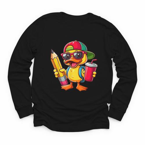 Cute Duck Lover Pencil Back To School Kids Boys Girls Youth Long Sleeve Tee - Savourry
