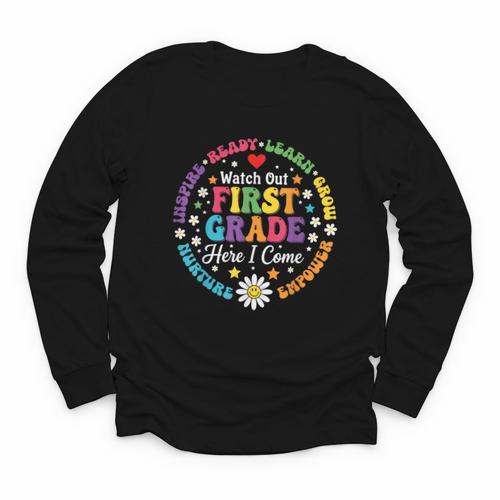 Cute Watch Out First Grade Here I Come Back To School Youth Long Sleeve Tee - Savourry