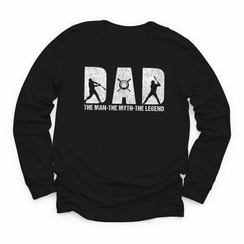 Dad Baseball The Man The Myth The Legend Daddy Father's Day Youth Long Sleeve Tee - Sportilla