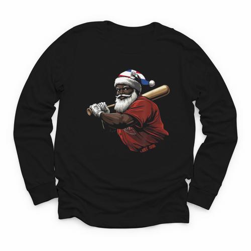 Dominican Republic Santa Christmas Baseball Beisbol Youth Long Sleeve Tee - Sportilla