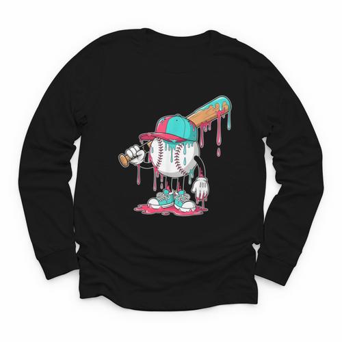 Drip Baseball For Boys Ice Cream Drip Youth Boys Sprinkles Youth Long Sleeve Tee - Sportilla