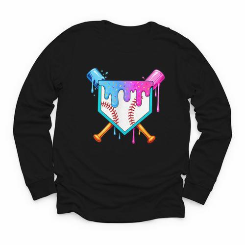 Dripping Baseball Pocket Respect The Drip Boys Baseball Youth Long Sleeve Tee - Sportilla