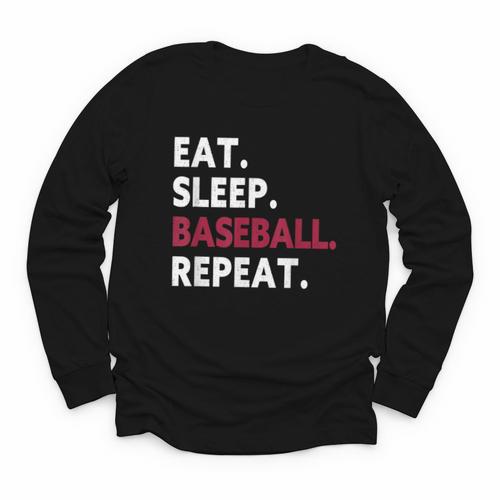Eat Sleep Baseball Repeat Baseball Player Youth Long Sleeve Tee - Sportilla