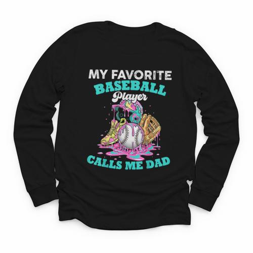 My Favorite Baseball Player Calls Me Dad Ice Cream Drip Youth Long Sleeve Tee - Sportilla