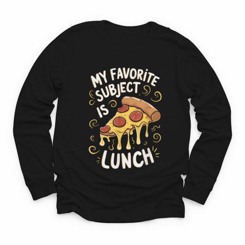 My Favorite Subject Is Lunch Pizza Back To School Youth Long Sleeve Tee - Savourry