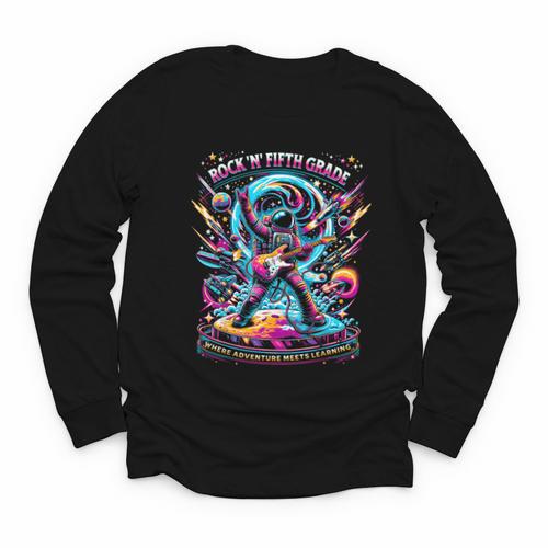 Fifth Grade Back To School Space Rocket Astronaut Youth Long Sleeve Tee - Savourry