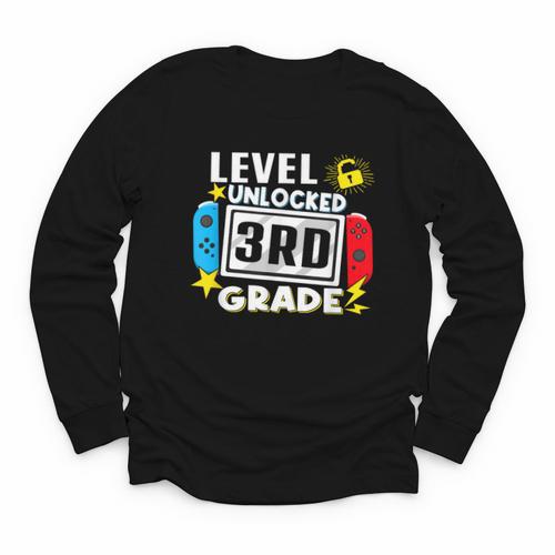 First Day Of 3rd Grade Level Unlocked Game Back To School Youth Long Sleeve Tee - Savourry
