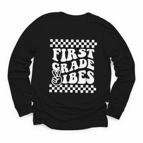 First Day Of First Grade Vibes Girls Back To School Boys Youth Long Sleeve Tee - Savourry