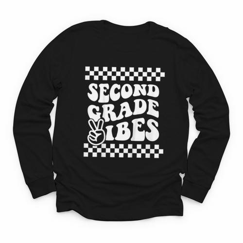 First Day Of Second Grade Vibes Girls Back To School Boys Youth Long Sleeve Tee - Savourry