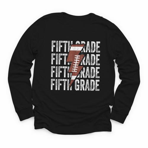 Football Fifth Grade First Day Of 5th Grade Back To School Youth Long Sleeve Tee - Savourry
