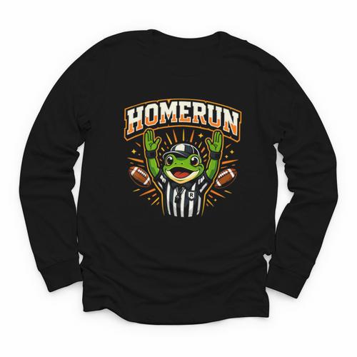 Football Referee Touchdown Baseball Homerun Frog Youth Long Sleeve Tee - Sportilla