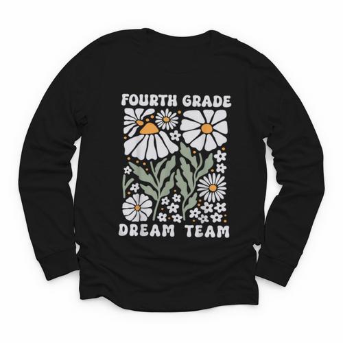 Fourth Grade Dream Team Back To School Boho Flower 4th Grade Youth Long Sleeve Tee - Savourry