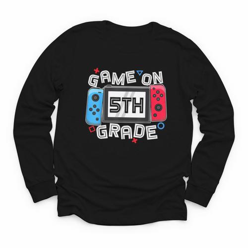 Game On 5th Grade Back To School Video Gamer Boys Kids Youth Long Sleeve Tee - Savourry