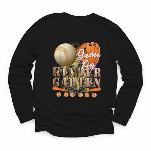 Game On Kindergarten Baseball Back To School Student Kid Boy Youth Long Sleeve Tee - Savourry