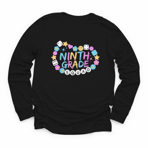 Girls 9th Grade Vibes Back To School Ninth Grade Youth Long Sleeve Tee - Savourry