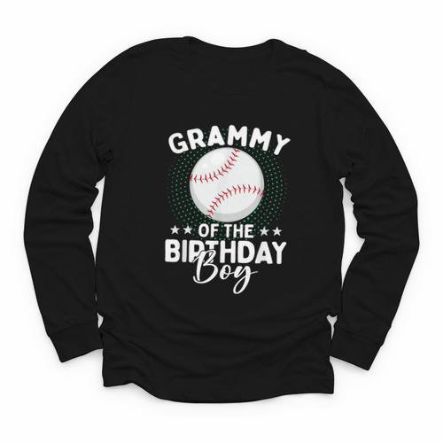Grammy Of The Birthday Boy Baseball Player Birthday Youth Long Sleeve Tee - Sportilla