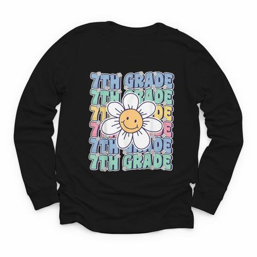 Groovy 7th Grade Back To School First Day Of Seventh Grade Youth Long Sleeve Tee - Savourry