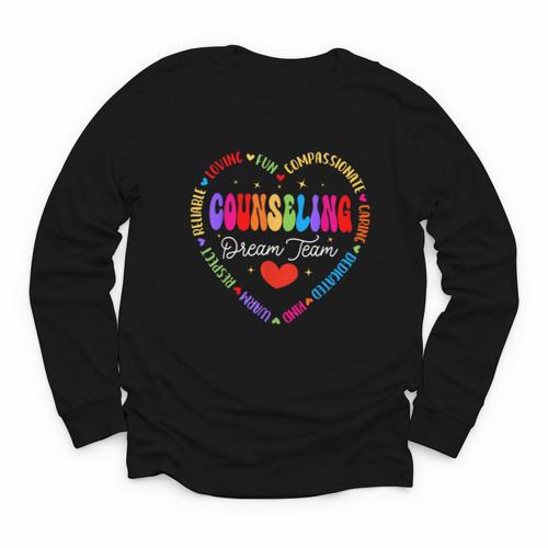 Groovy Counseling Dream Team Appreciation Back To School Youth Long Sleeve Tee - Savourry